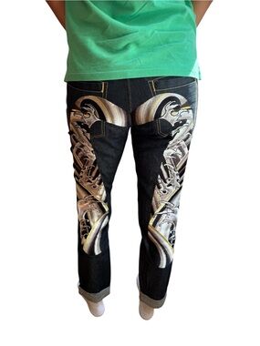 Rare EVISU Japanese Wave Embroidered Jeans – 29x34